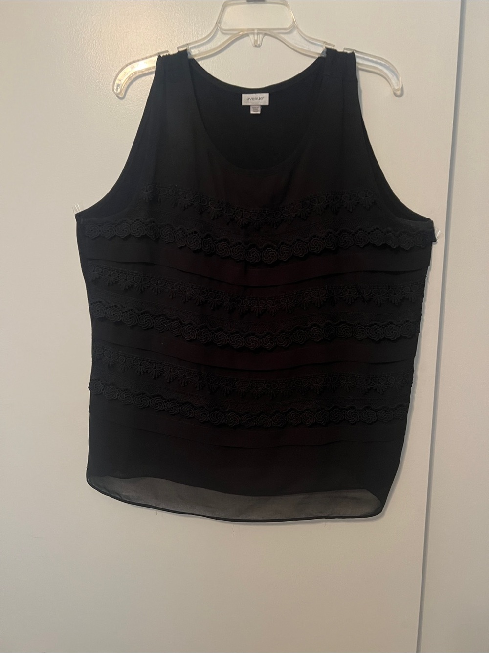 Avenue Black Lace-Trim Scoop Neck Tank